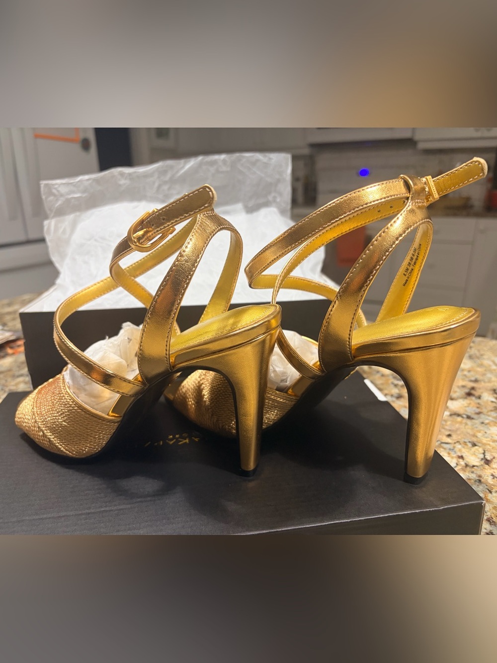 Donna Karan NY Brooks Gold Strappy Womens Sandals - Picture 6 of 14